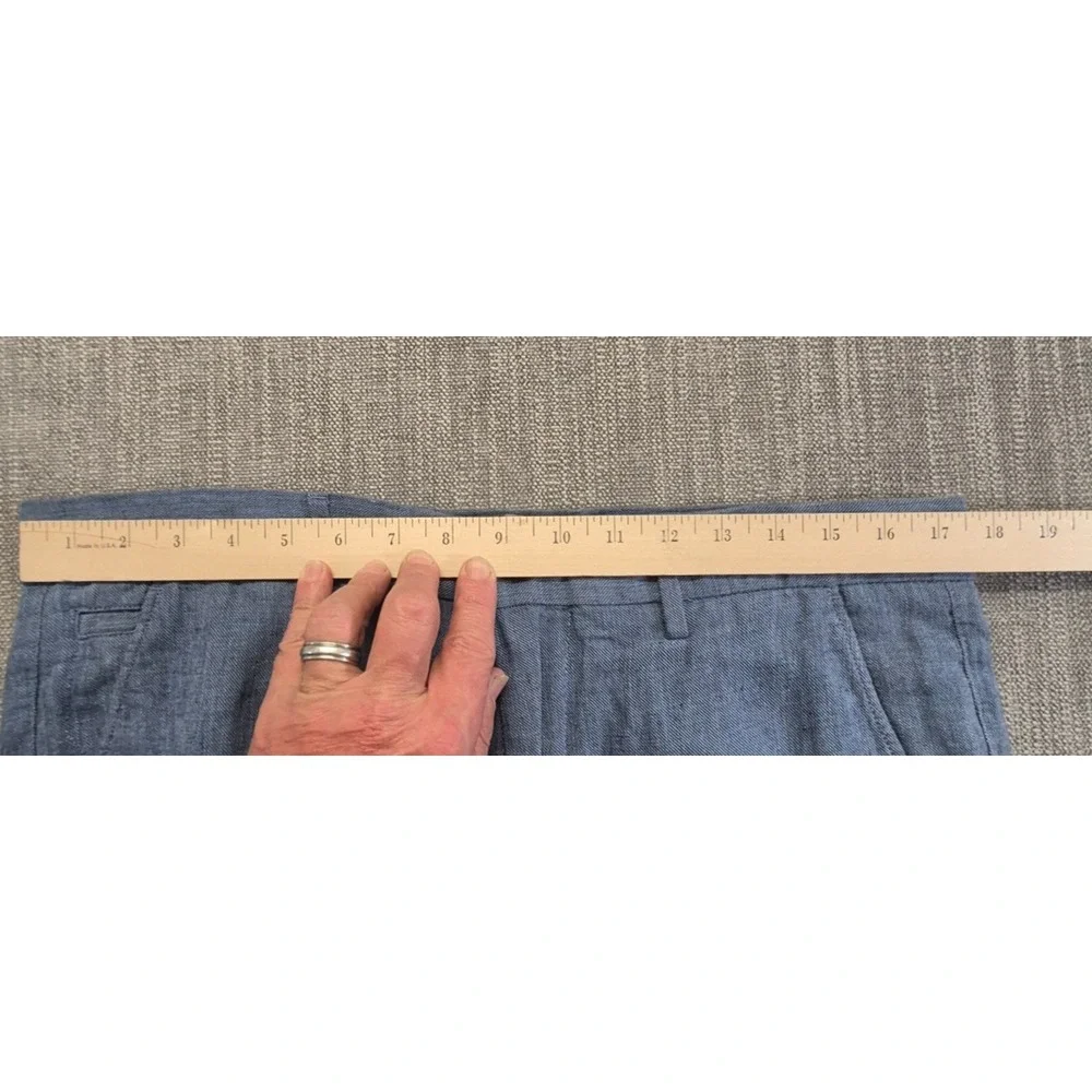 Banana Republic Aiden Fit Men's 34x34 Linen Cotton blend Pants Blue Flat front